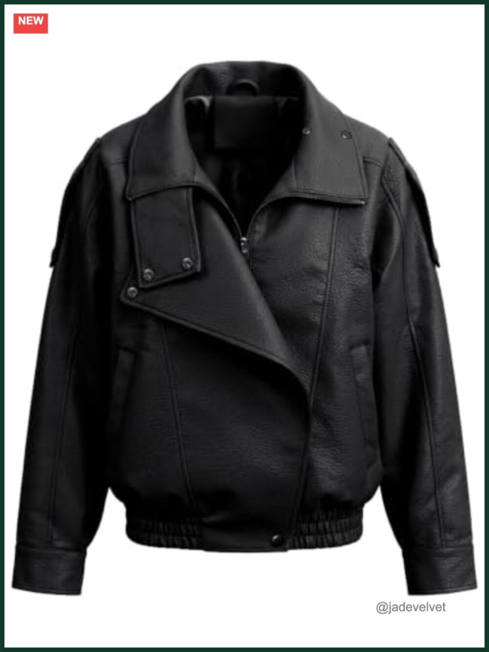 Faux Leather Bomber Jacket Pebble Grain Oversized Moto Women's